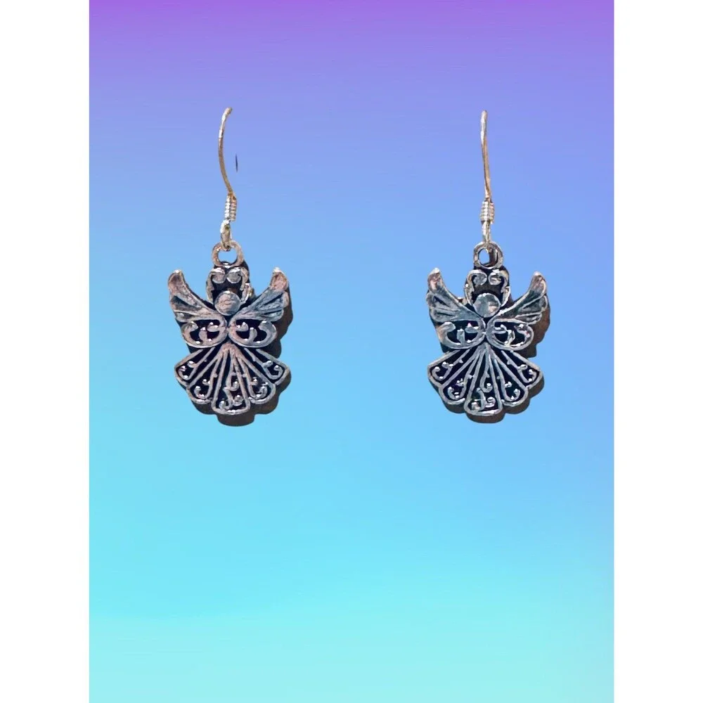 Silver Angel on Sterling Silver Earrings #2166